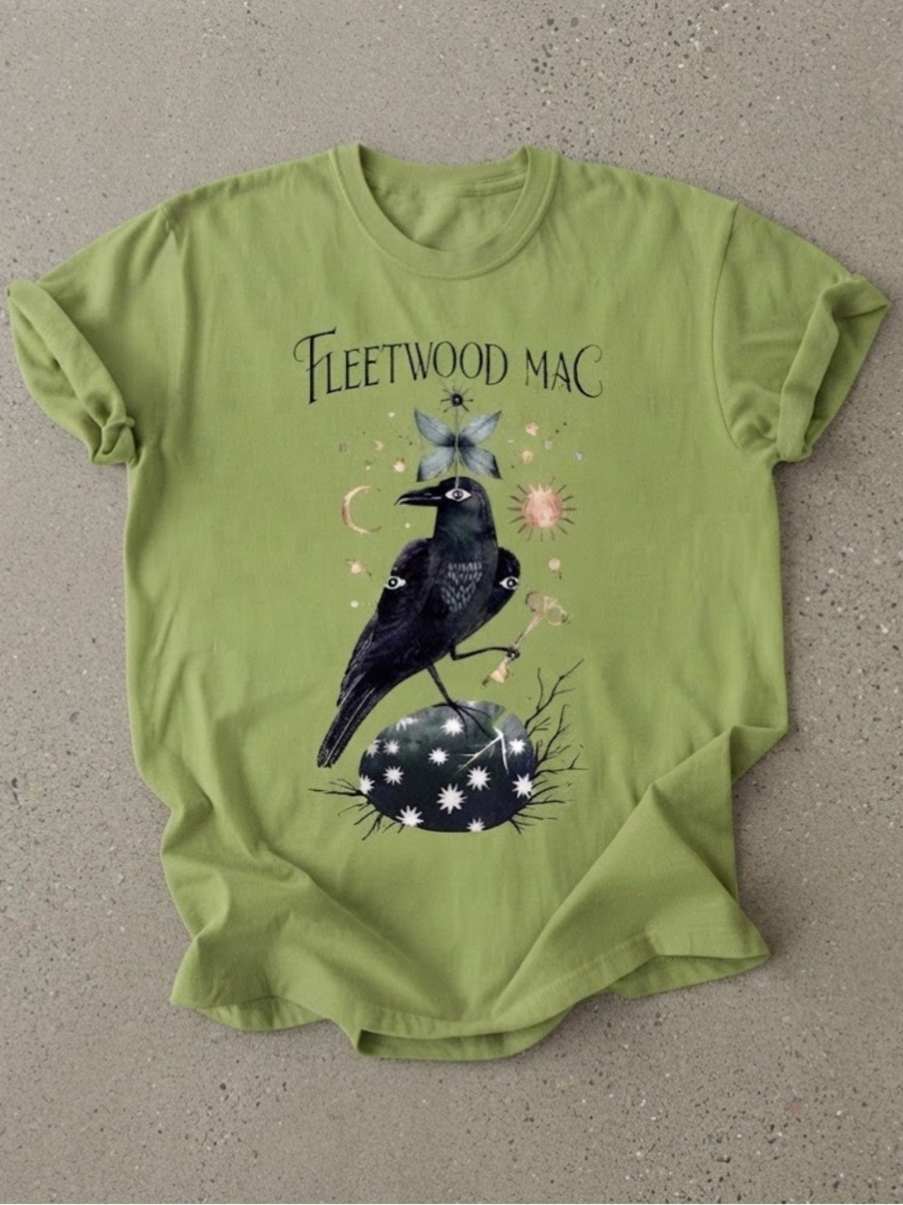 Fleetwood Mac Mystic Raven Celestial Green Graphic Gildan T-Shirt